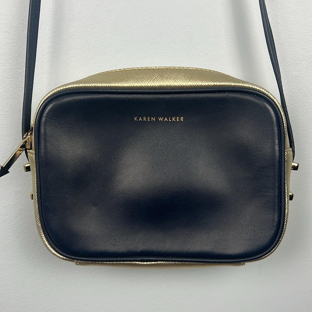 Karen Walker Lana leather crossbody color locked metallic purse